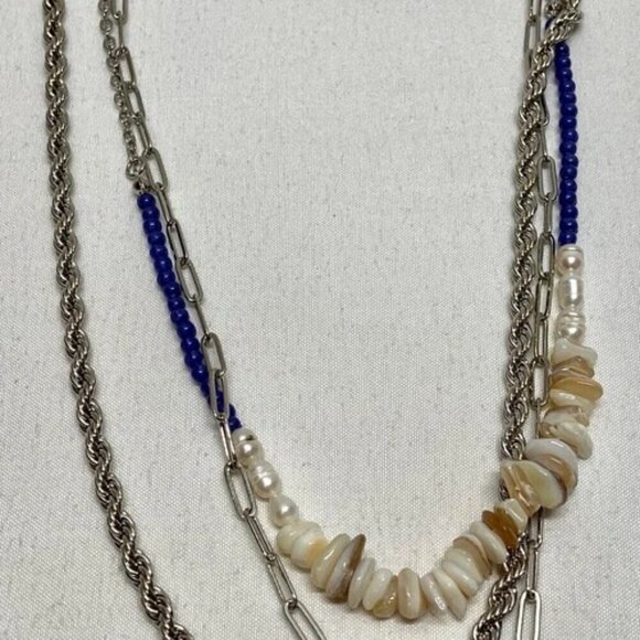 Sonoma Fresh Water Cultured Pearl Paperclip Toggle Chain Rope Layered Necklace - Picture 6 of 15